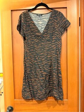 Madewell - Brown & Black Tiger Stripe V-Neck Dress